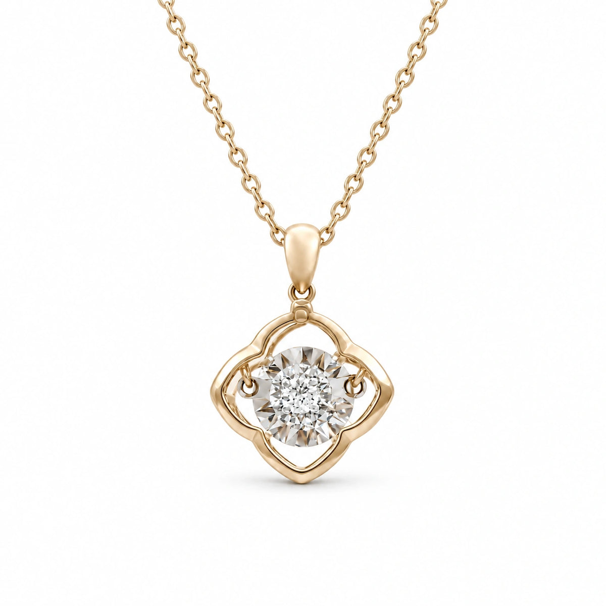 Four-Leaf Clover Pendant with Dancing Lab Diamond