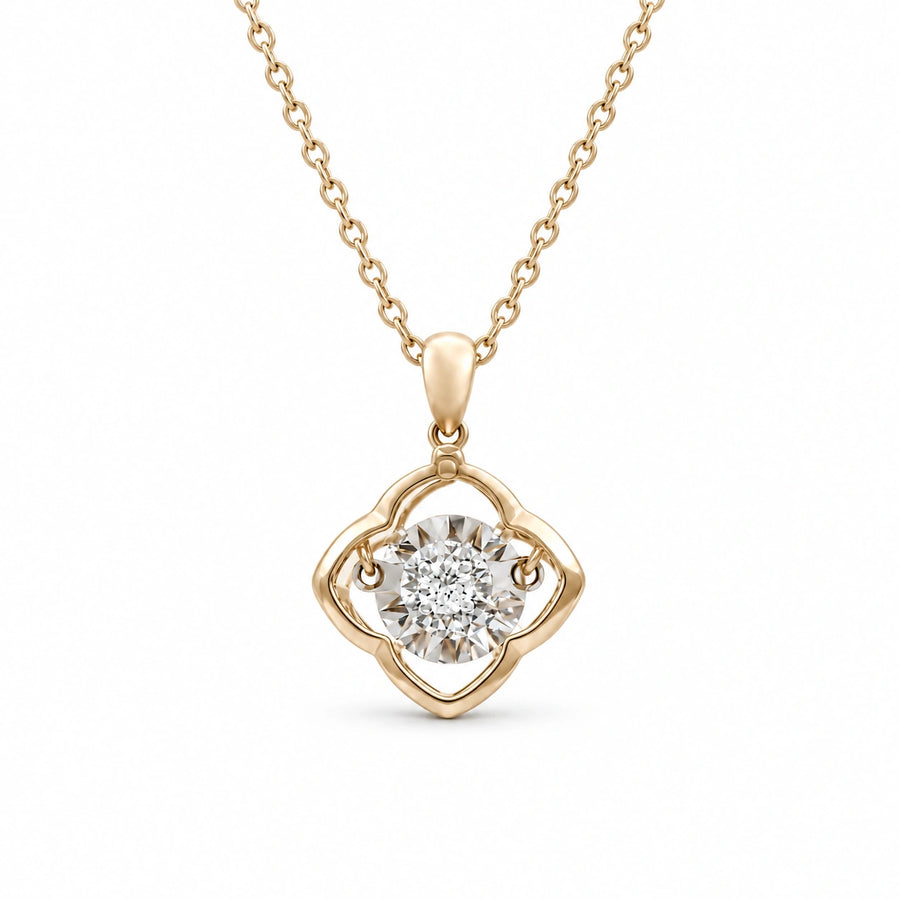 Four-Leaf Clover Pendant with Dancing Lab Diamond