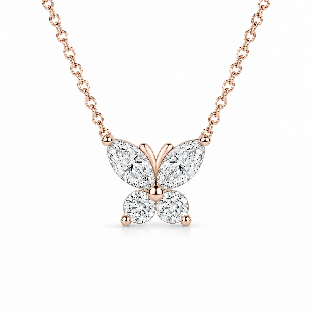 The Jardin Butterfly Pendant in 14K Rose Gold, product visualization