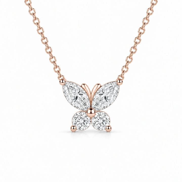 The Jardin Butterfly Pendant in 14K Rose Gold, product visualization