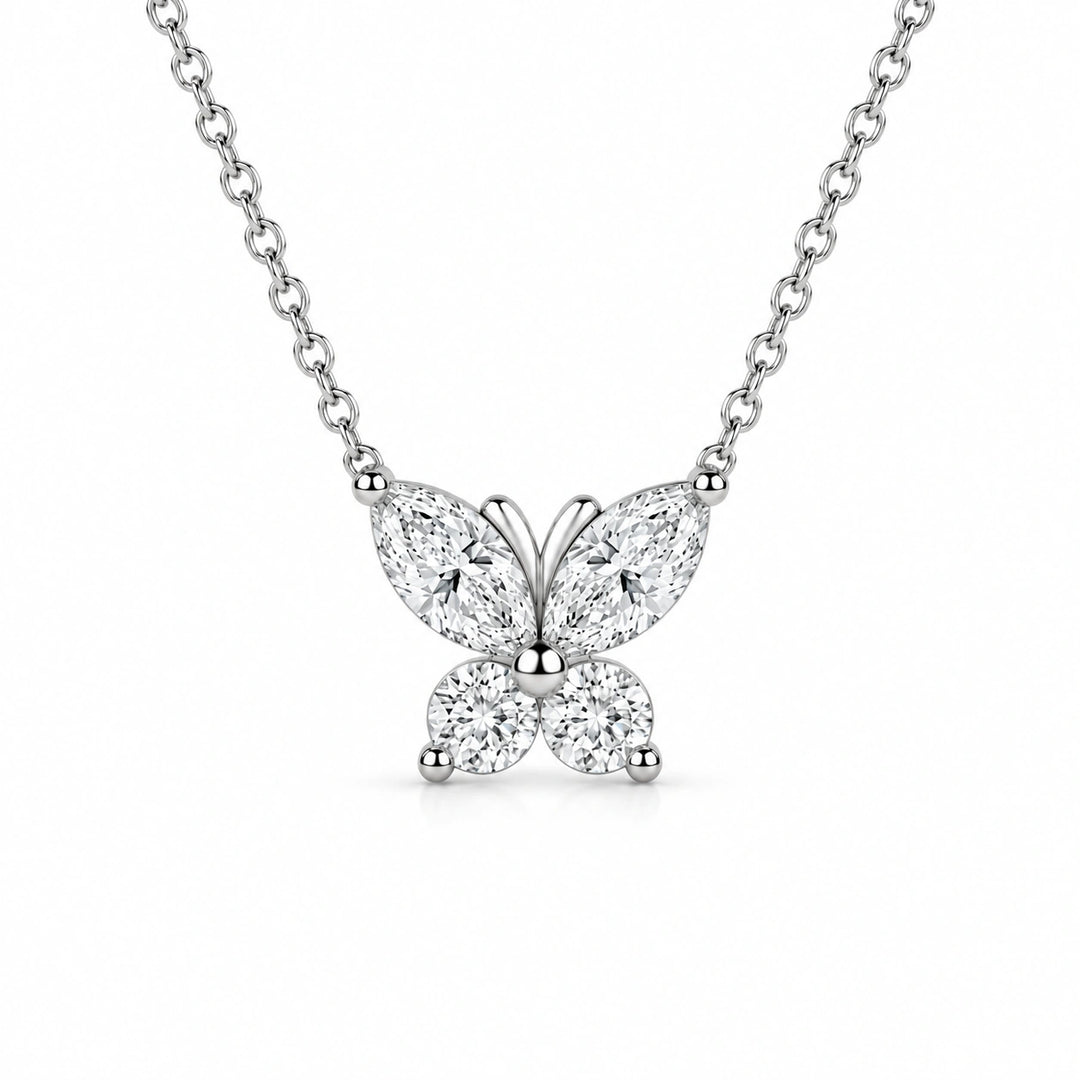 The Jardin Butterfly Pendant in 14K White Gold, product visualization