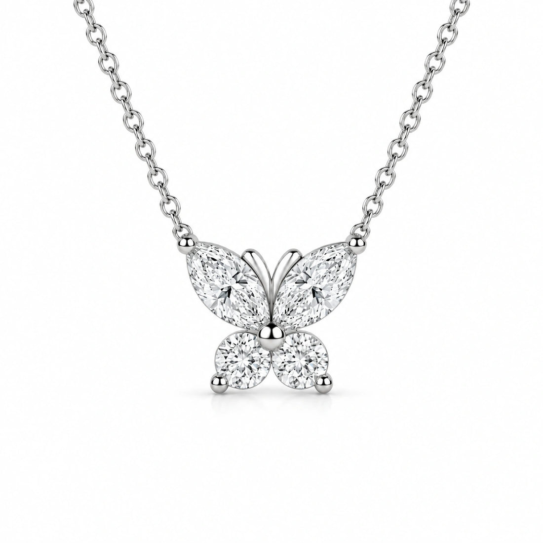 The Jardin Butterfly Pendant in 14K White Gold