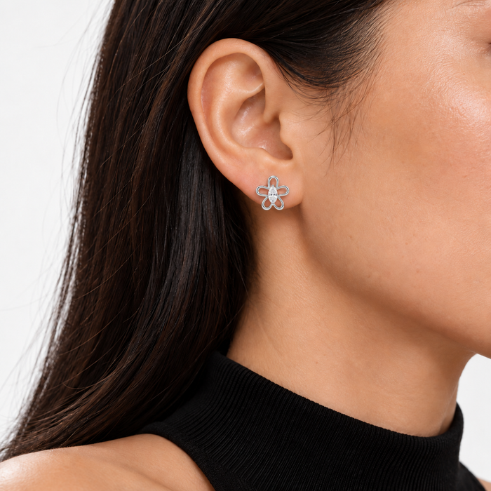 Marquise Lab Diamond Floral Outline Earrings — 0.65ctw