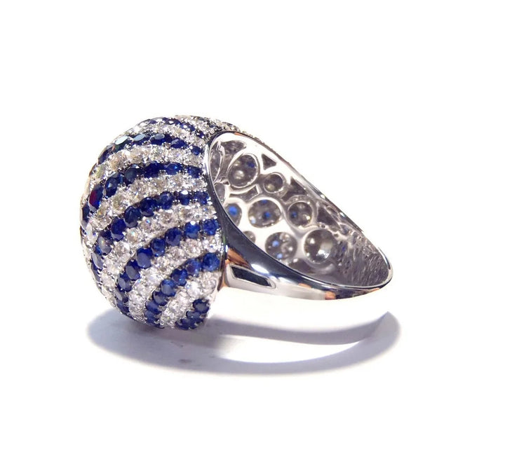 9.00ctw Natural Madagascar Sapphire Diamond Band Ring in 18K Rose/White/Yellow Gold
