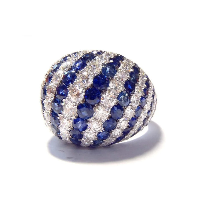 9.00ctw Natural Madagascar Sapphire Diamond Band Ring in 18K Rose/White/Yellow Gold