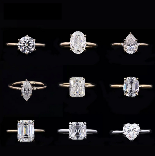 1 -1.25ct Moissanite Solitaire 14k Solid Yellow Gold Rings