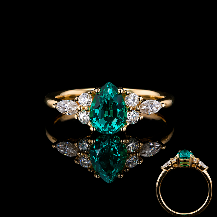 The Dew — Pear Emerald Ring