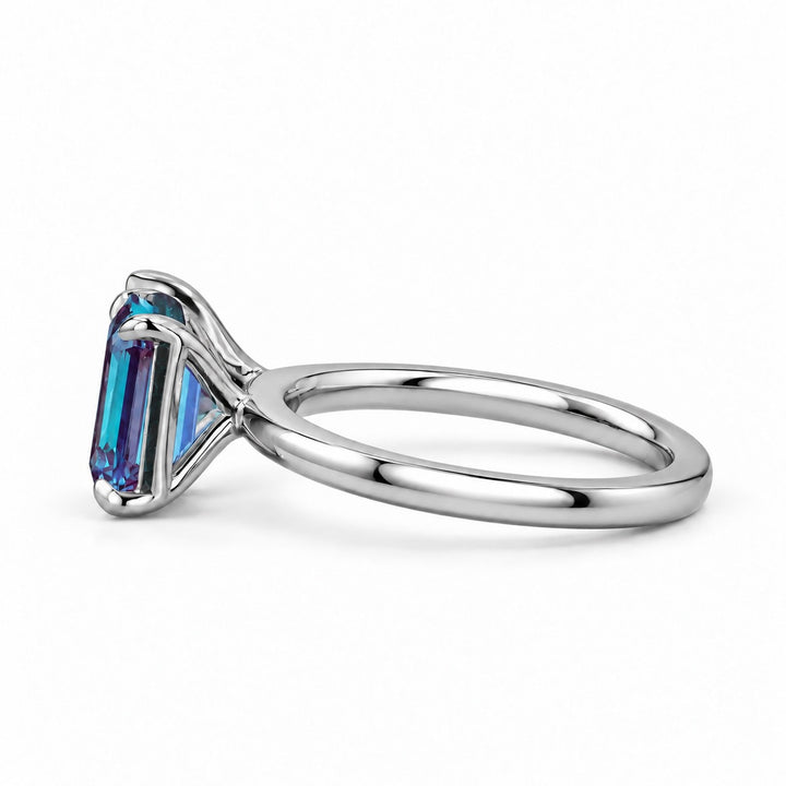 The Elysia — Alexandrite & Diamond Toi et Moi Ring in platinum, side view