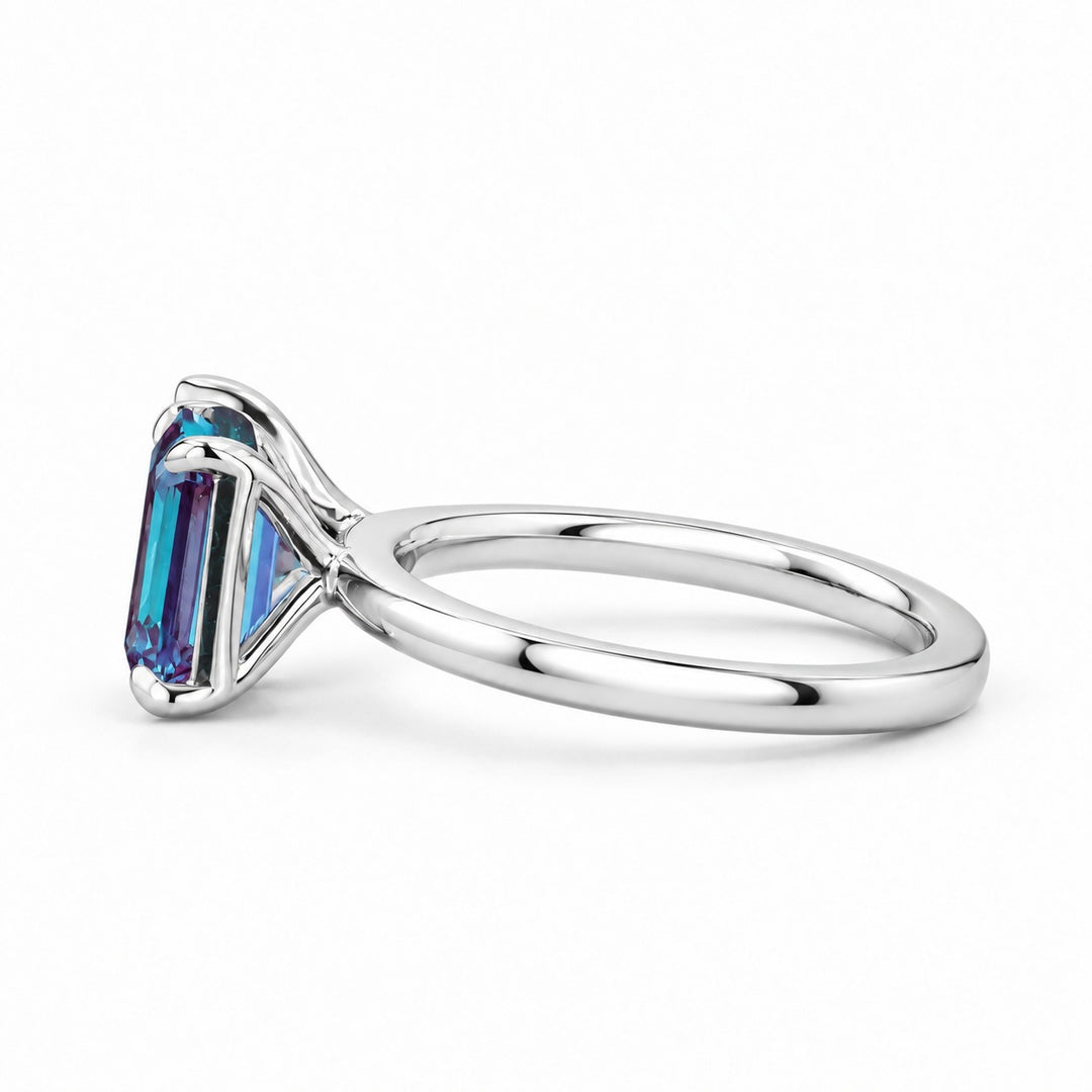 The Elysia — Alexandrite & Diamond Toi et Moi Ring in 14K white gold, side view