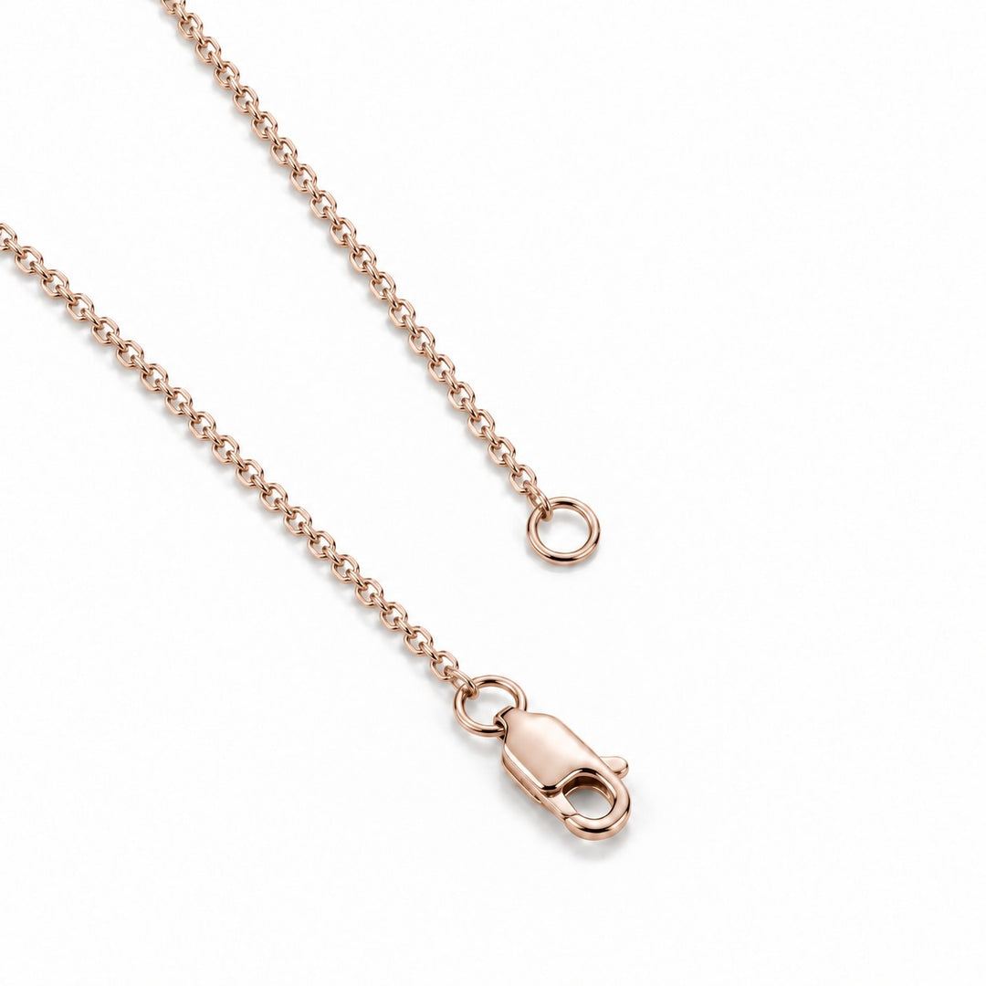 Emerald-Cut Lab Alexandrite Pendant — 3.00ct in 14K rose gold, clasp detail