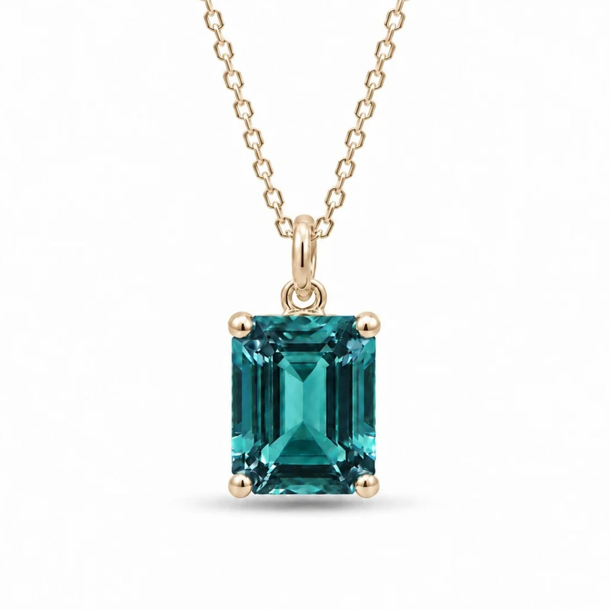 Emerald-Cut Lab Alexandrite Pendant — 3.00ct