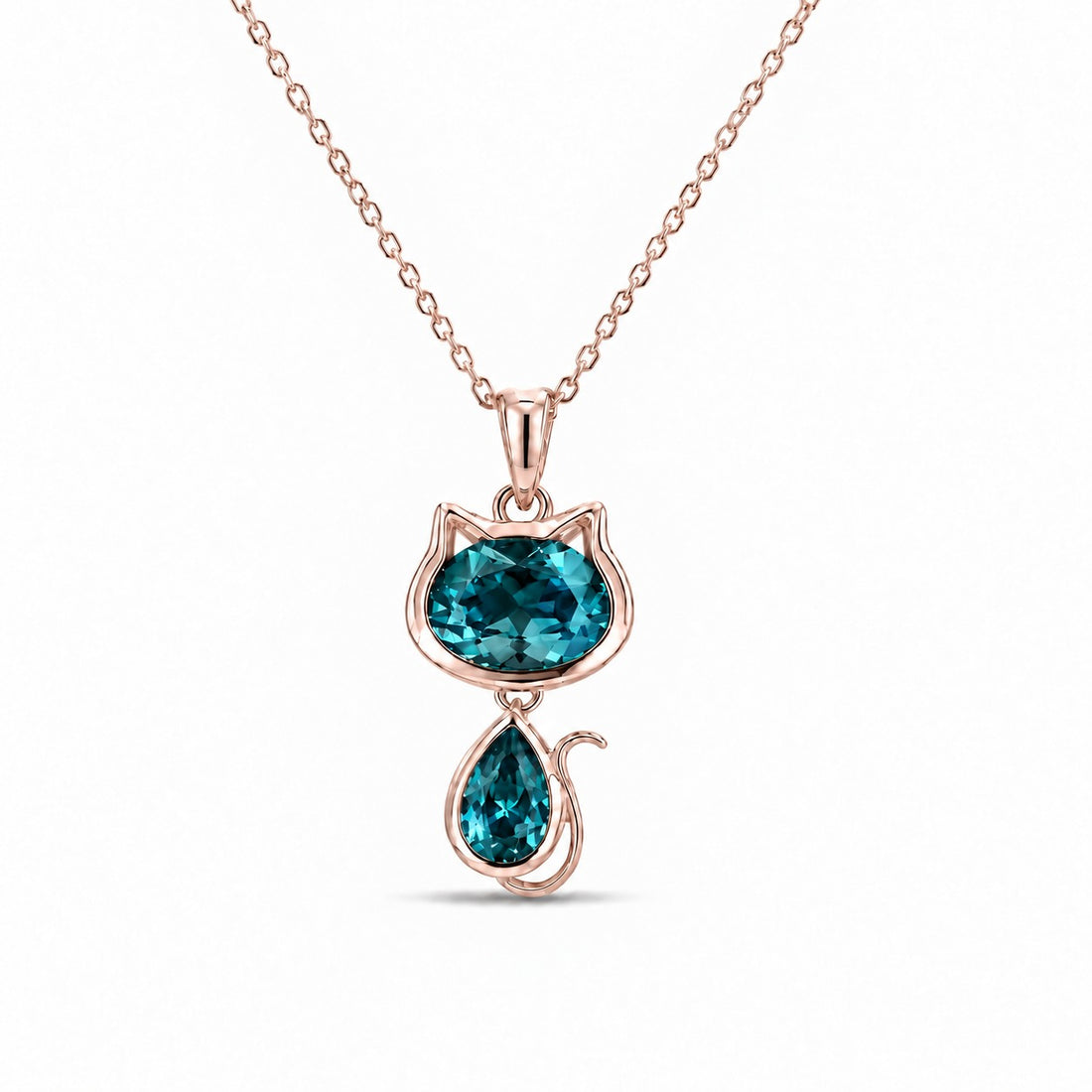 Cat Lab Alexandrite Pendant — 1.75ctw in 14K rose gold, in daylight