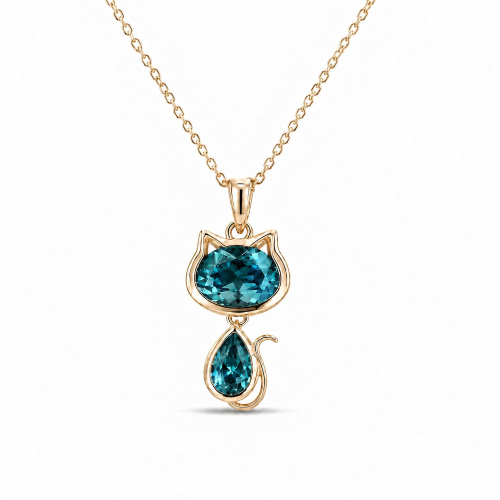 Cat Lab Alexandrite Pendant — 1.75ctw in 14K yellow gold, in daylight