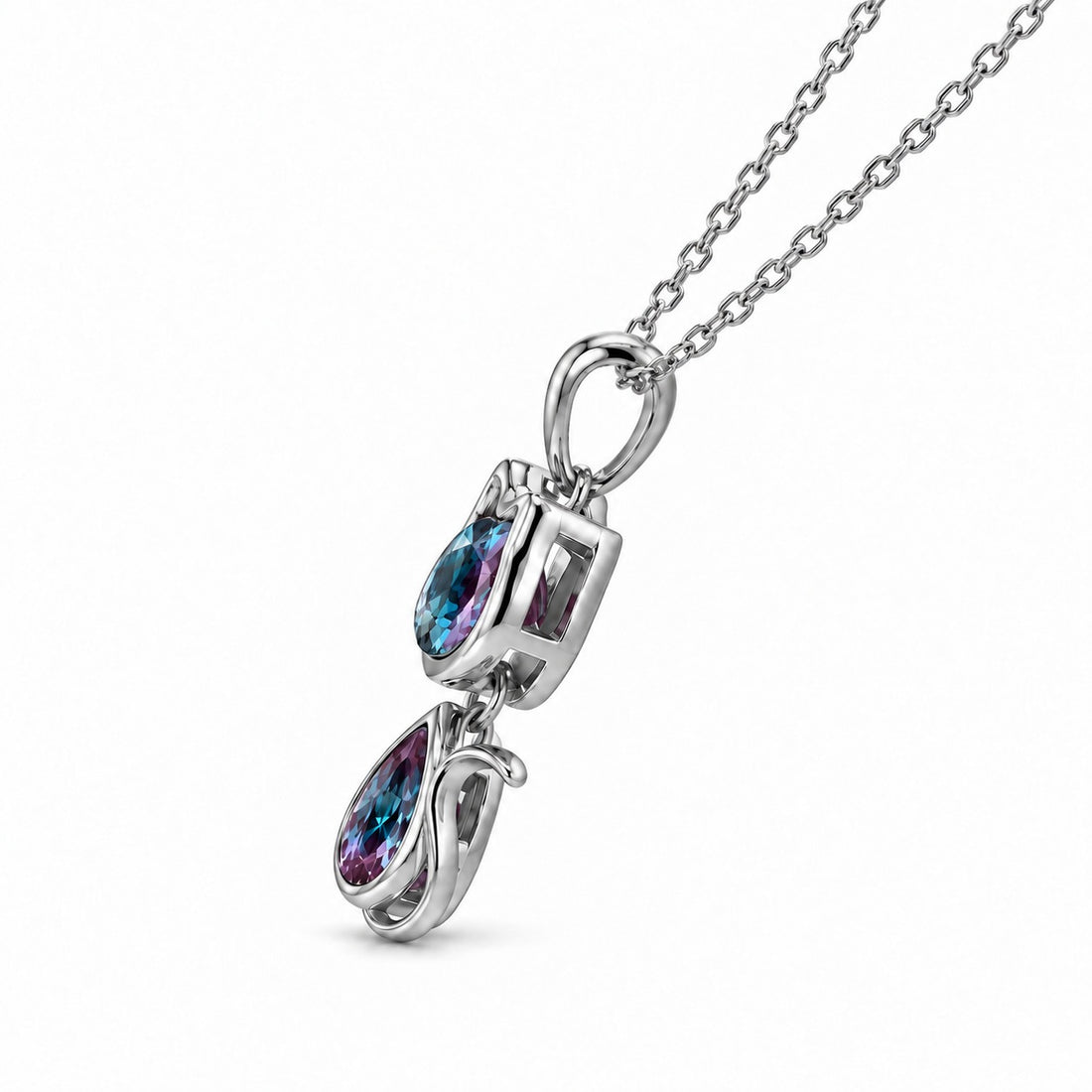 Cat Lab Alexandrite Pendant — 1.75ctw in platinum, side view