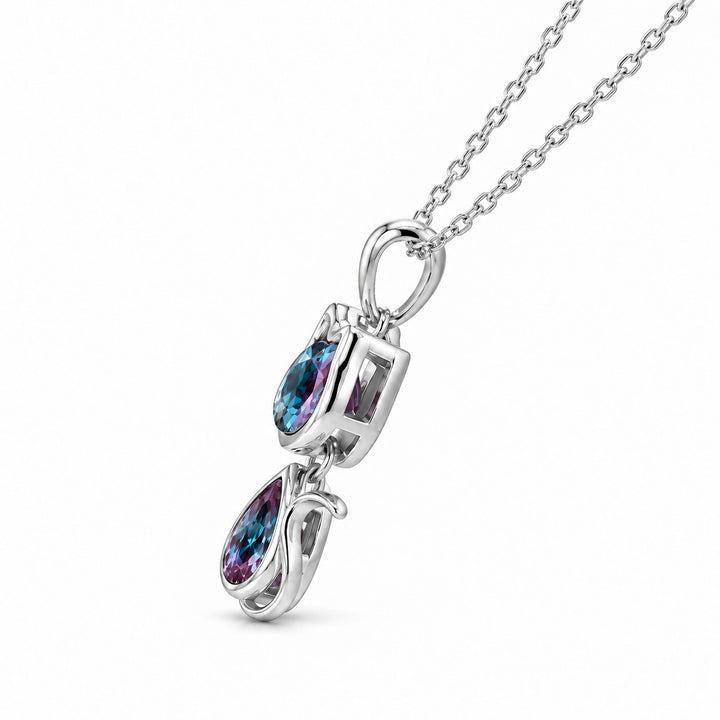 Cat Lab Alexandrite Pendant — 1.75ctw in 14K white gold, side view