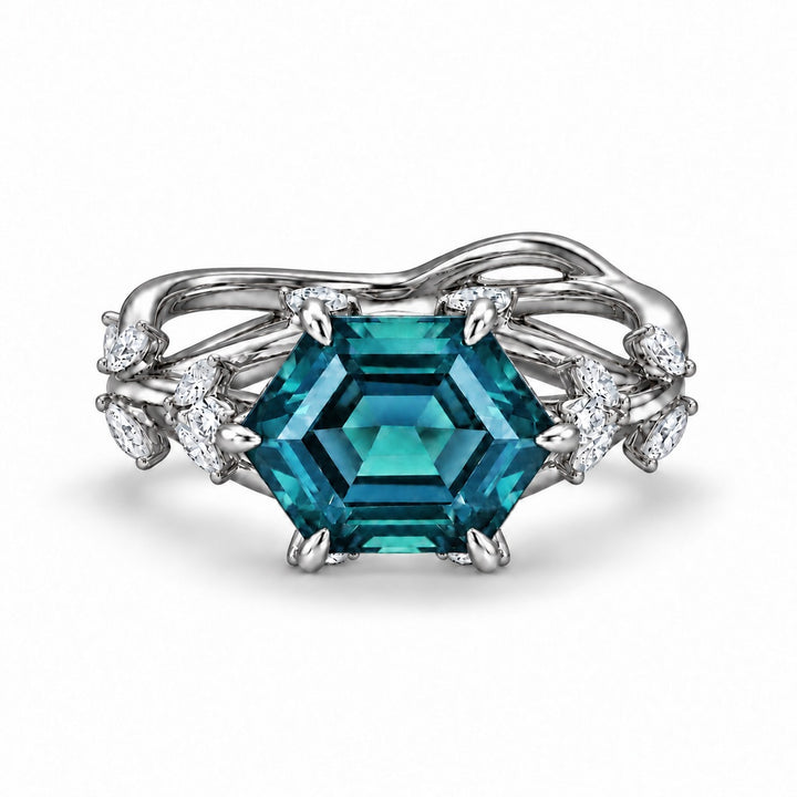 The Verbena — Dutch Marquise Alexandrite Garden Ring in platinum, in daylight