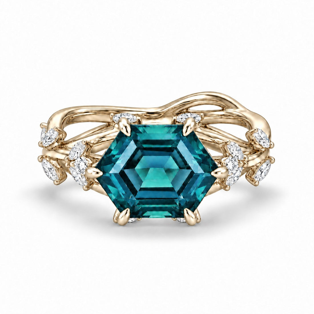 The Verbena — Dutch Marquise Alexandrite Garden Ring in 14K yellow gold, in daylight