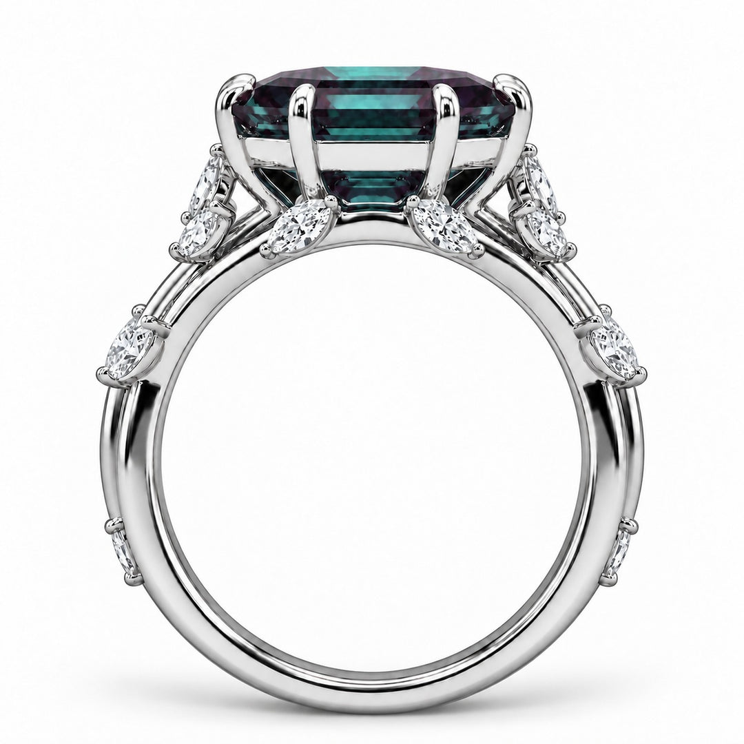 The Verbena — Dutch Marquise Alexandrite Garden Ring in platinum, profile view