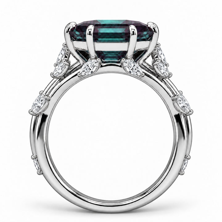 The Verbena — Dutch Marquise Alexandrite Garden Ring in platinum, profile view