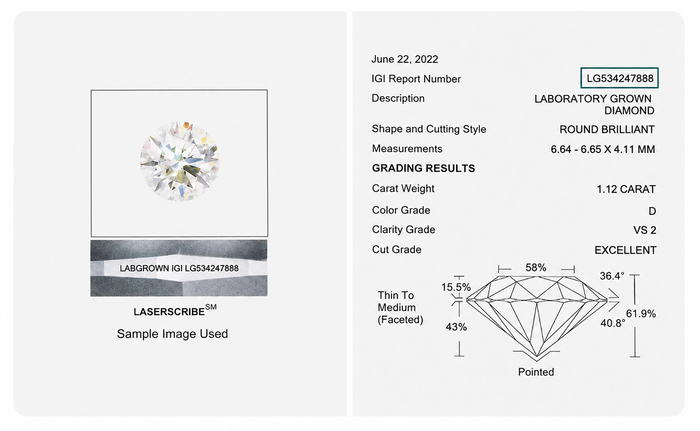 Sample IGI certificate