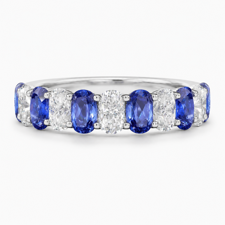 3.35ctw Oval Blue Sapphire & Diamond Half-Eternity Band (5mm)