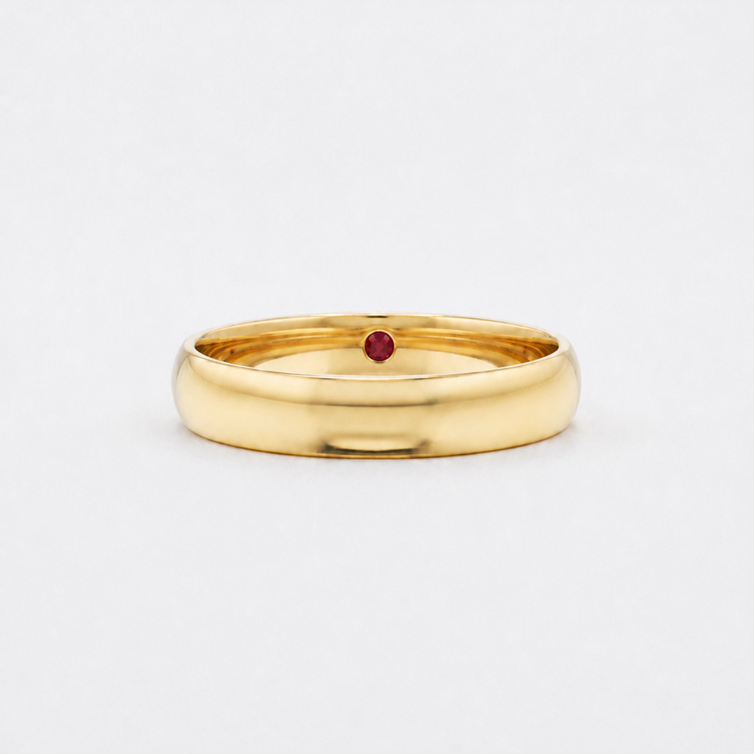 Custom birthstone inlay band, 3.5mm high polish, view 4