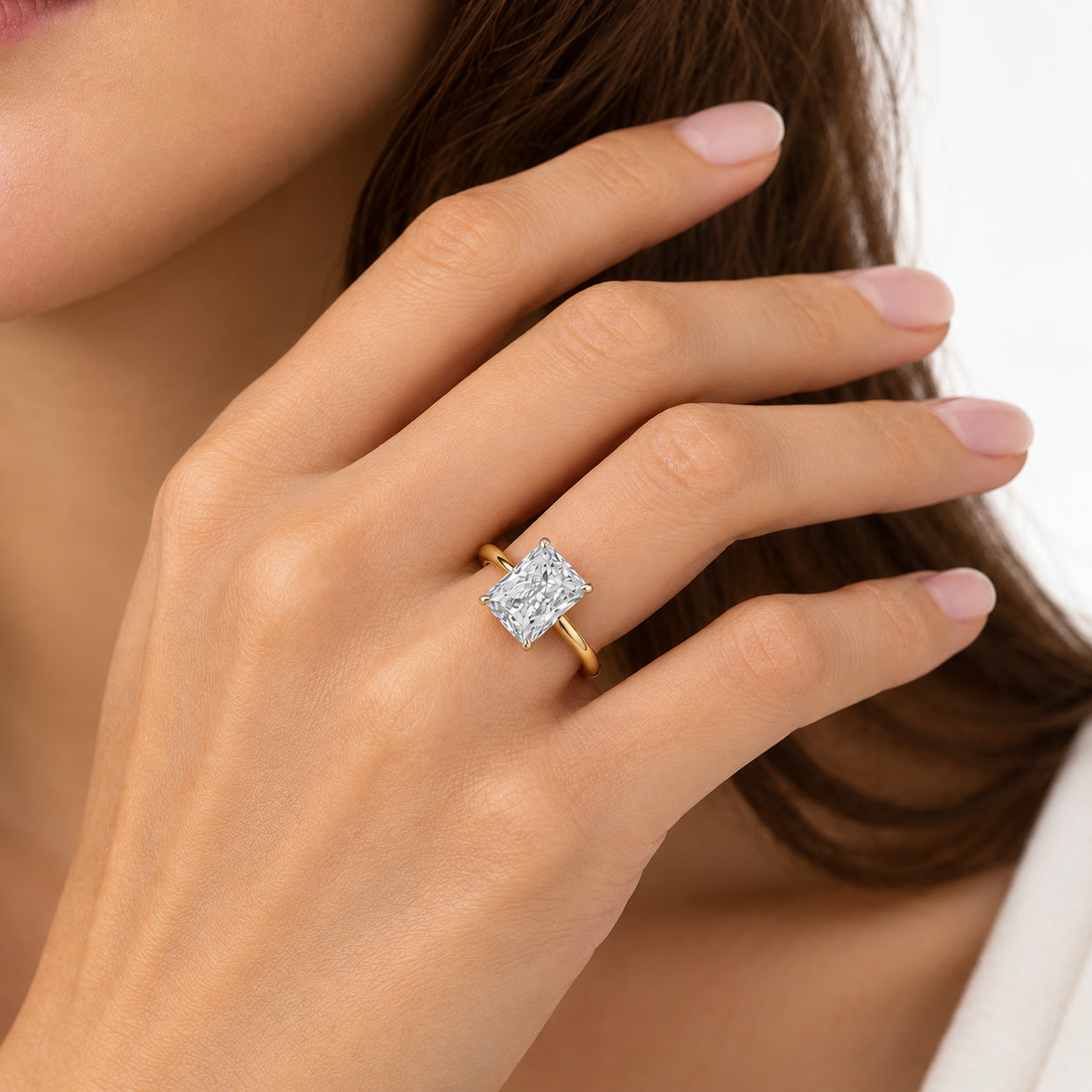 The Adriana radiant lab diamond engagement ring, view 3