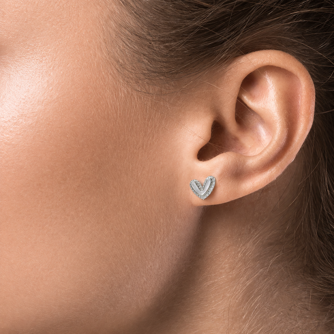 Amora Mother-of-Pearl Heart Earrings — 0.50ctw