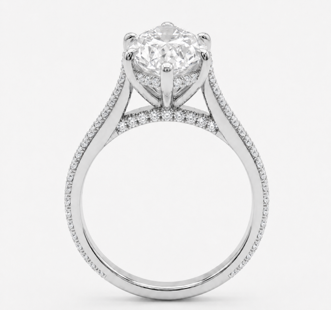 The Aurora Pavé marquise lab diamond engagement ring, view 10