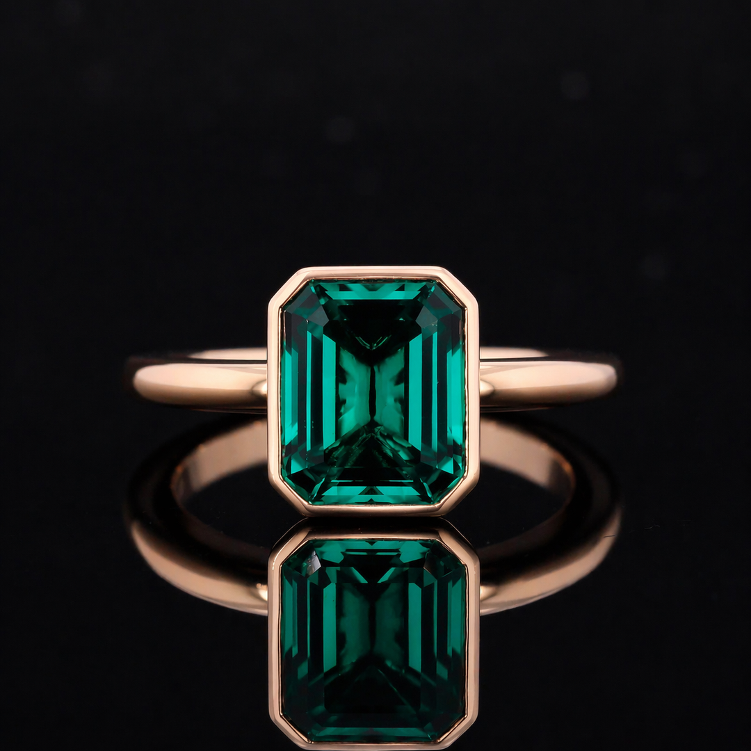 The Axis — Bezel Emerald Ring