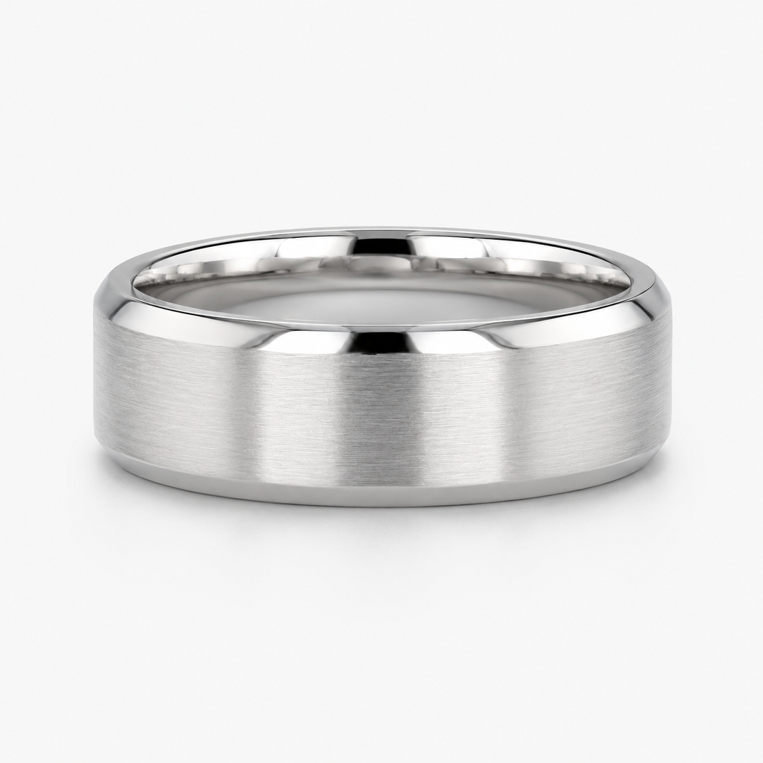 Brushed beveled wedding band, 6mm platinum, view 2