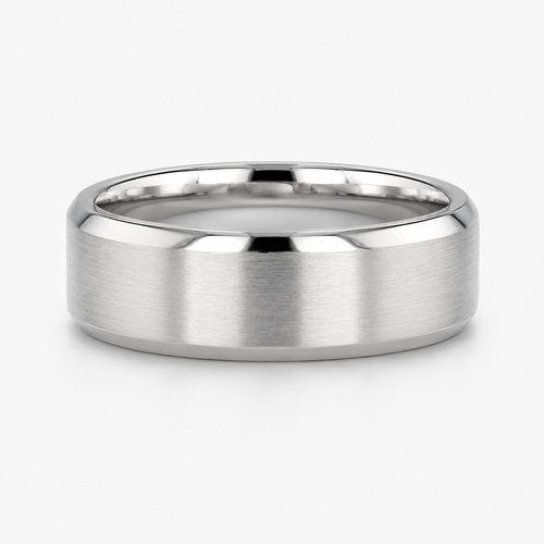 Brushed Beveled Wedding Band in Platinum (6mm)