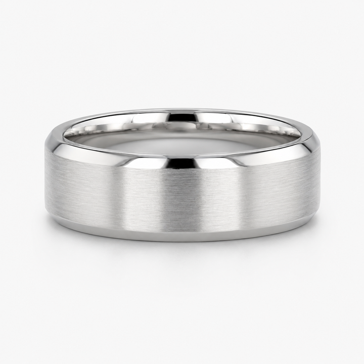 Brushed Beveled Wedding Band in Platinum (6mm)