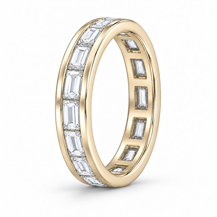 Baguette lab-grown diamond eternity band, 4x2mm, 14K yellow gold, side profile