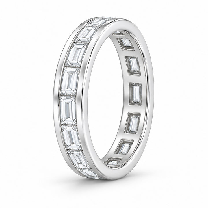 Baguette lab-grown diamond eternity band, 4x2mm, 14K white gold, side profile