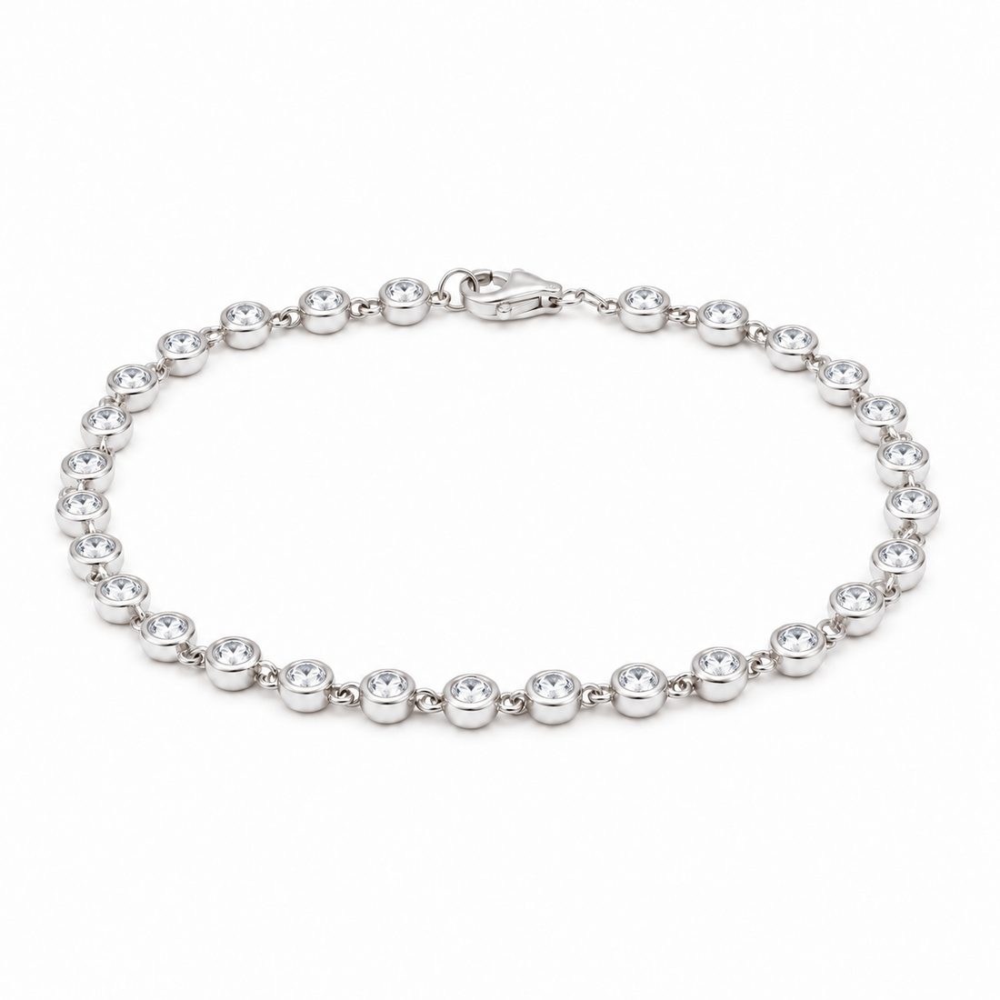 Bezel-Set Round Lab Diamond Tennis Bracelet in 14K White Gold