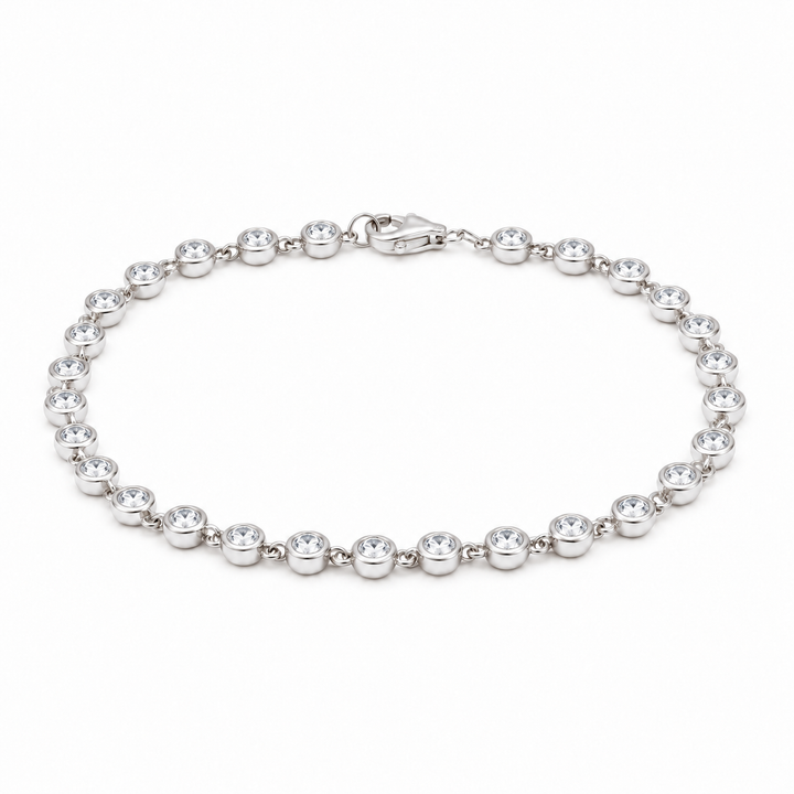 Bezel-Set Round Lab Diamond Tennis Bracelet in 14K White Gold