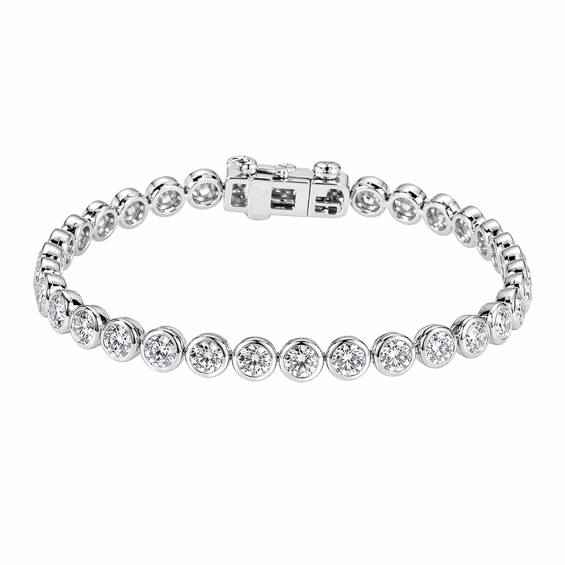 Bezel-Set Round Lab Diamond Tennis Bracelet in 14K White Gold