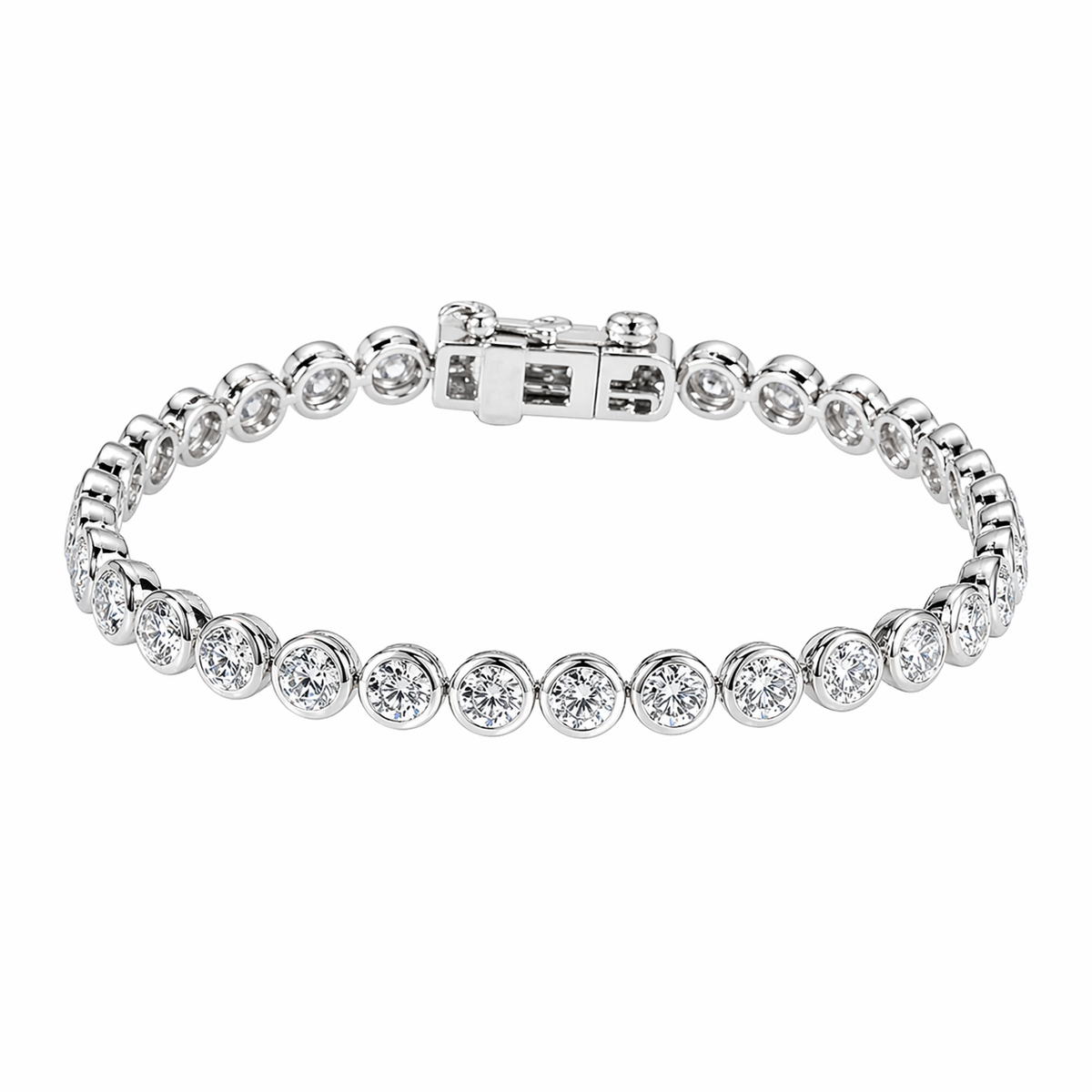 Bezel-Set Round Lab Diamond Tennis Bracelet — 7ctw (3.7mm)
