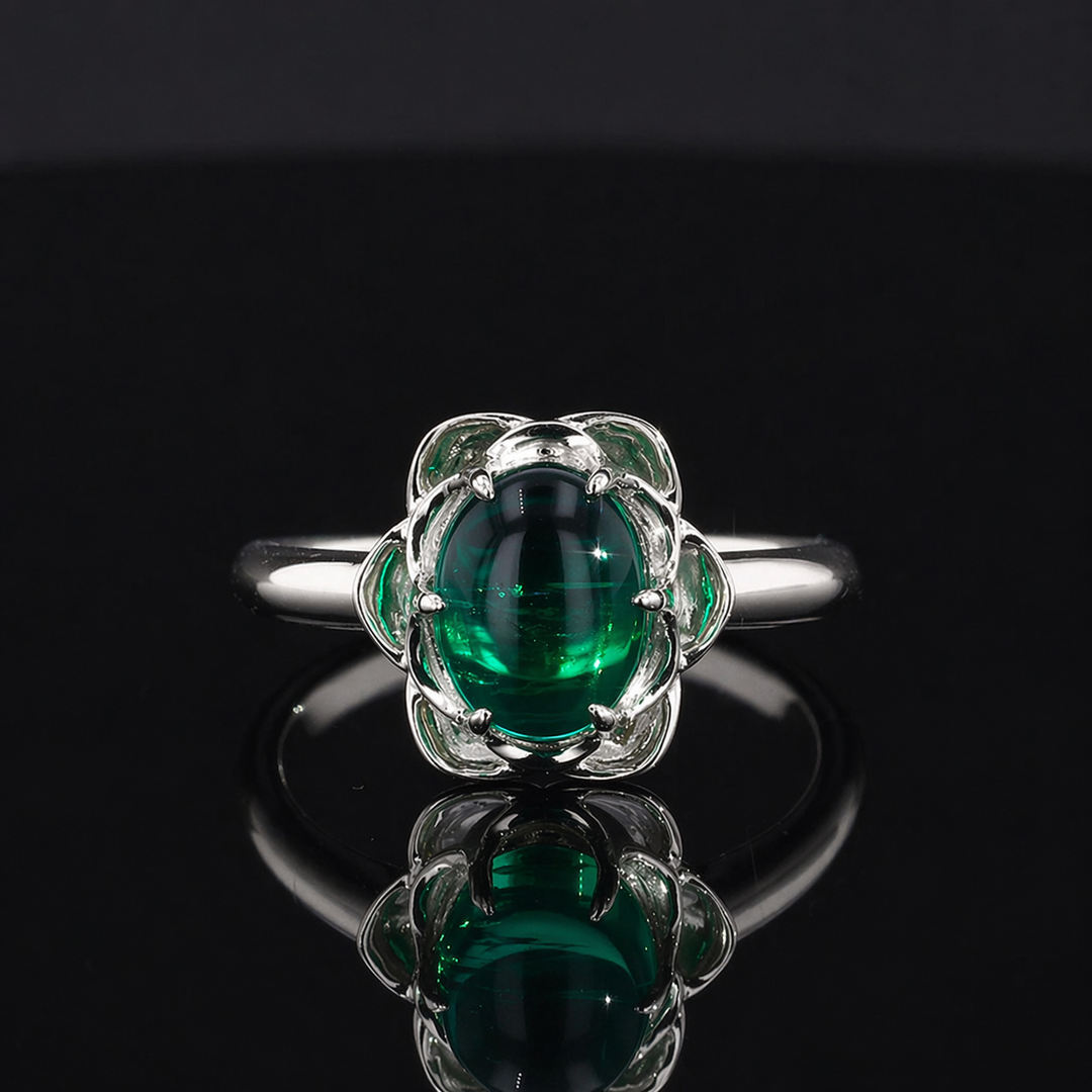 The Bloom — Cabochon Emerald Ring