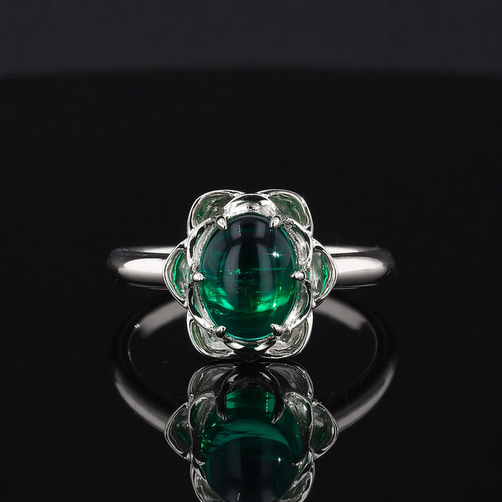 The Bloom — Cabochon Emerald Ring