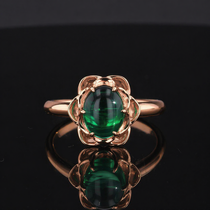The Bloom — Cabochon Emerald Ring