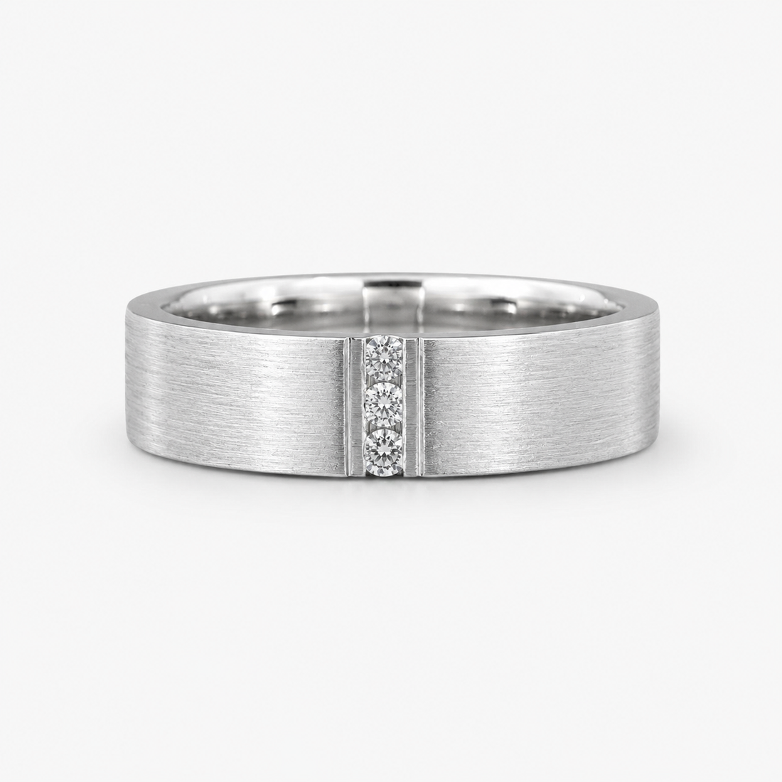Brushed vertical lab diamond accent band, view 9