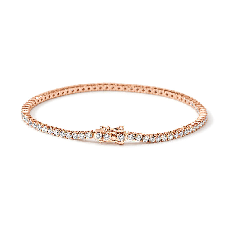 Classic round lab diamond tennis bracelet in 14K rose gold, clasp detail