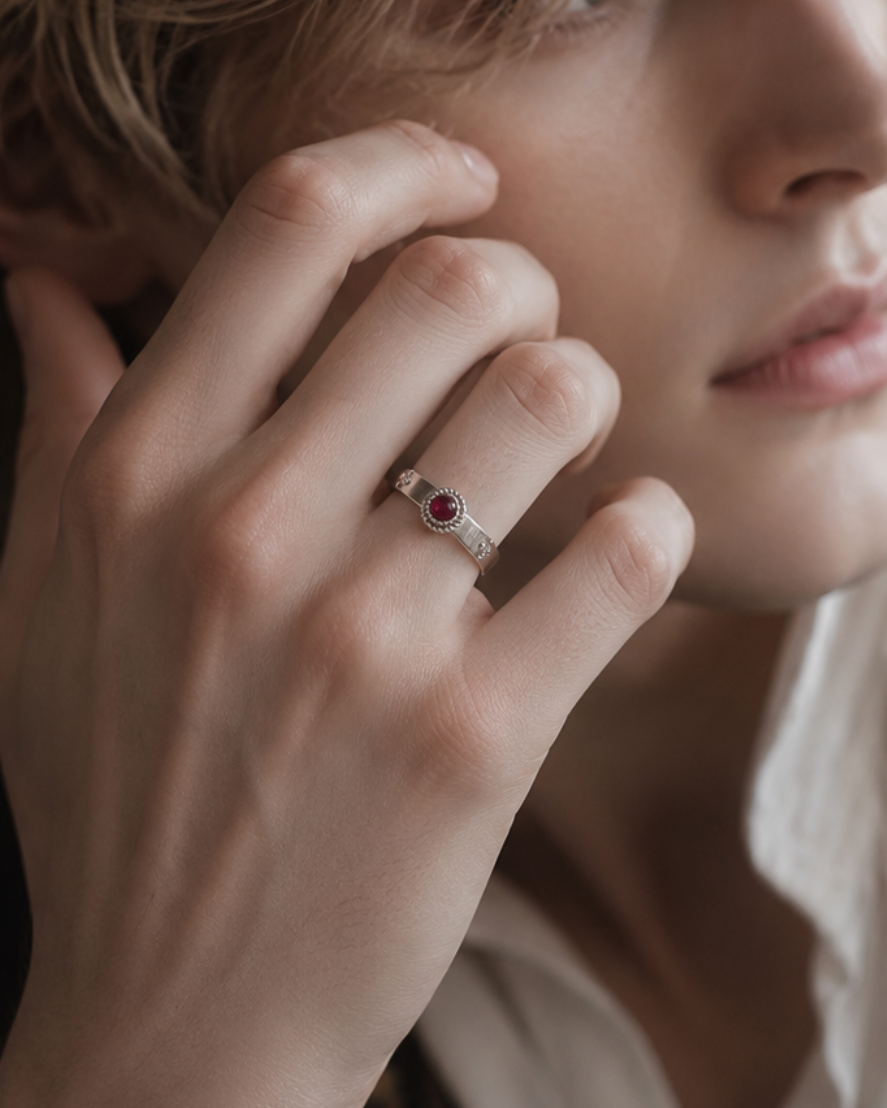 "Calcifer’s Bond" - Ruby/Sapphire Band, 3.5mm