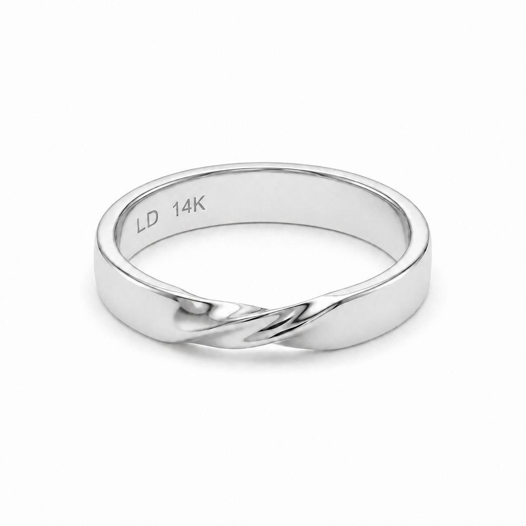 The Chevron Twist — 3mm Solid Gold Wedding Band