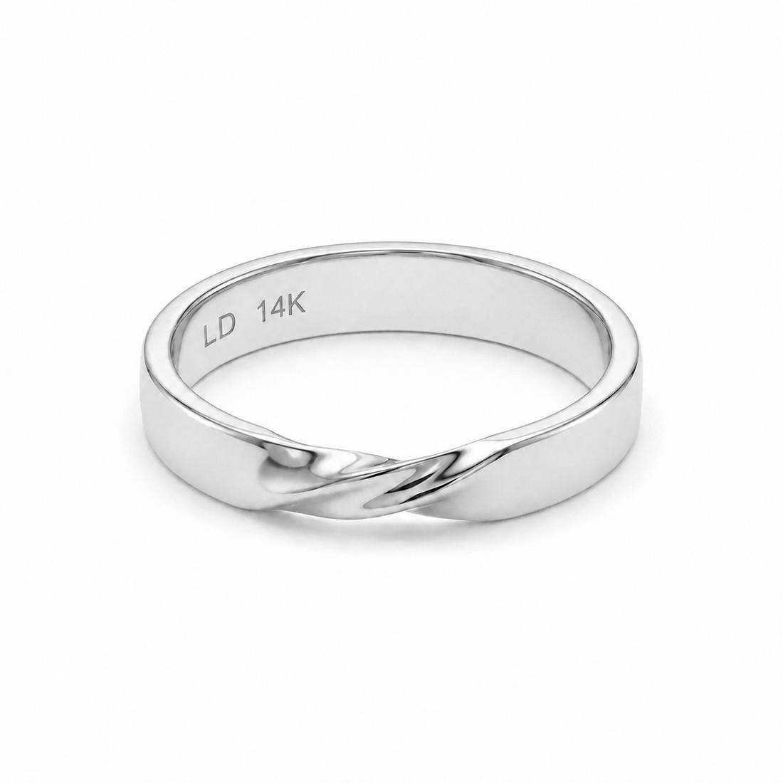 The Chevron Twist gold wedding band, 3mm, view 7