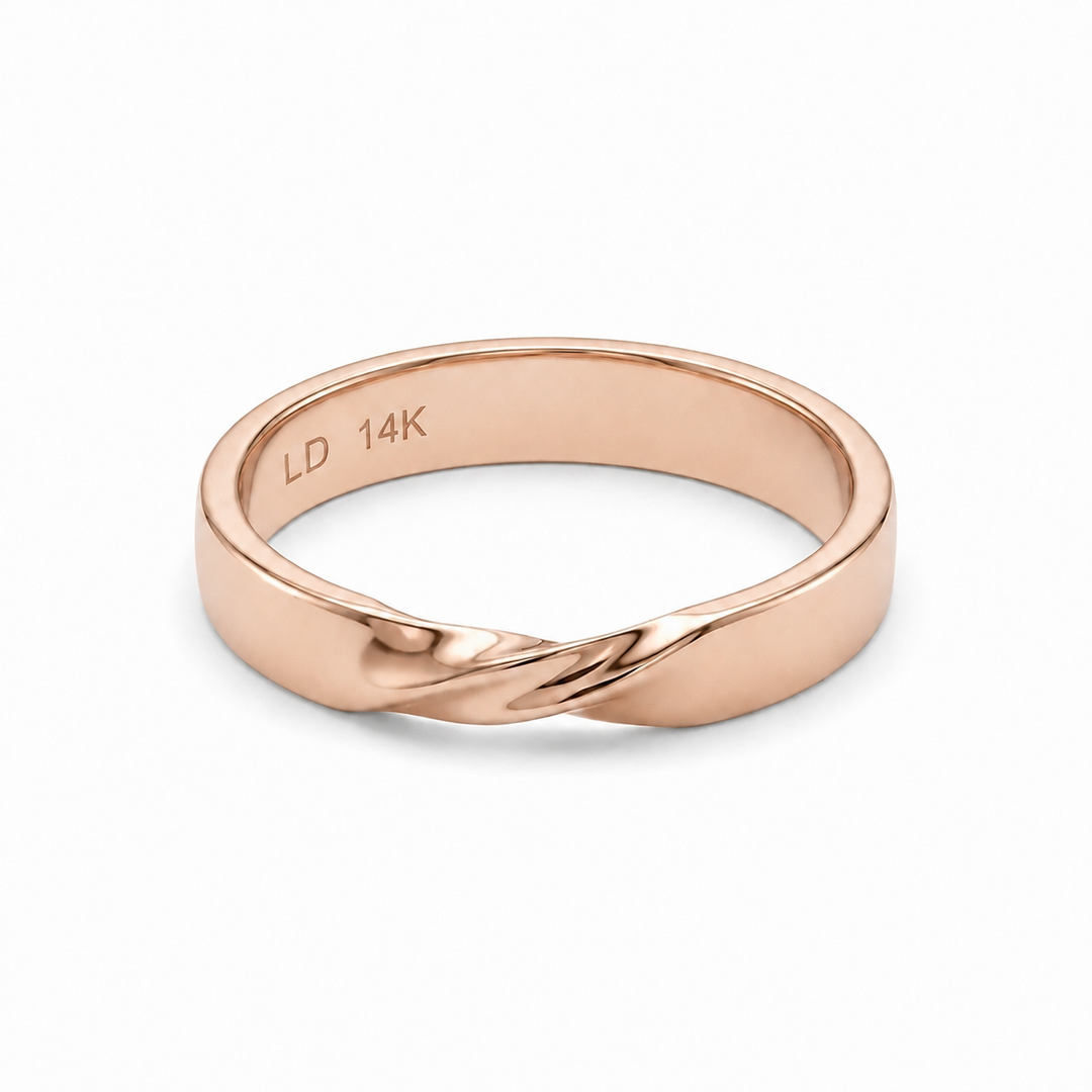 The Chevron Twist — 3mm Solid Gold Wedding Band