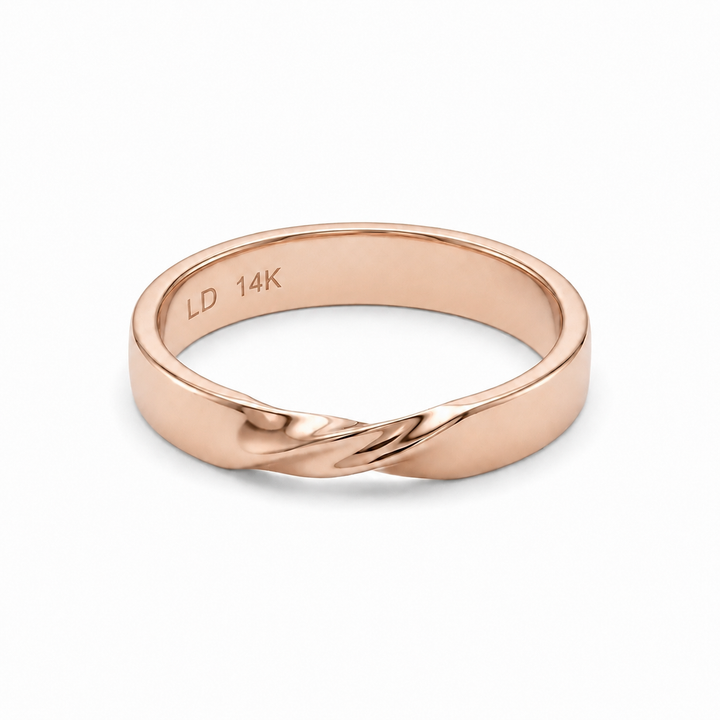 The Chevron Twist — 3mm Solid Gold Wedding Band