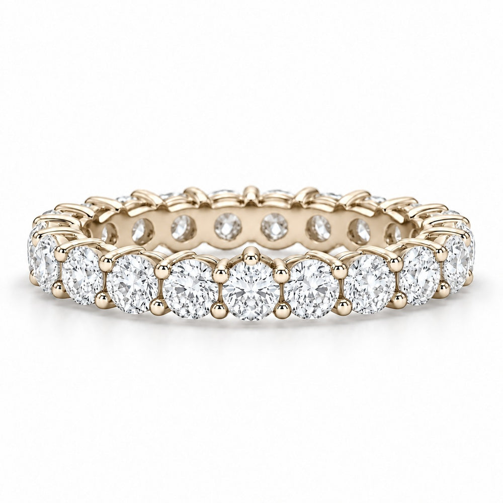 Classic round lab-grown diamond eternity band, 3.0mm, 14K yellow gold, front view
